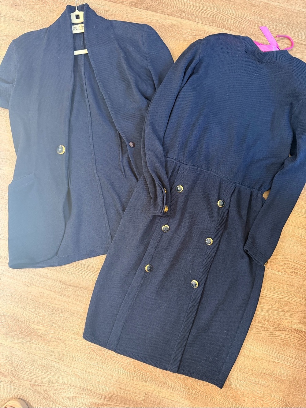 St. John Elegant Vintage Navy Blazer and Dress